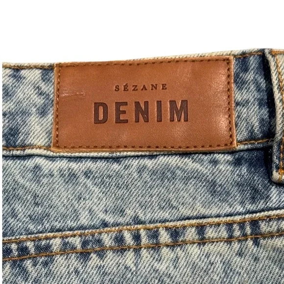 Sezane Premium Minimalist Denim Jeans Women's Size 42 (10 US) High Rise Wide Leg - Picture 9 of 11